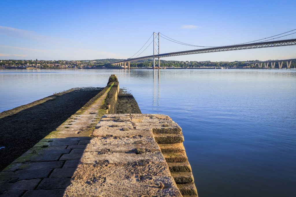 The Forth Road Bridge seen from the old pier at North Queensferry